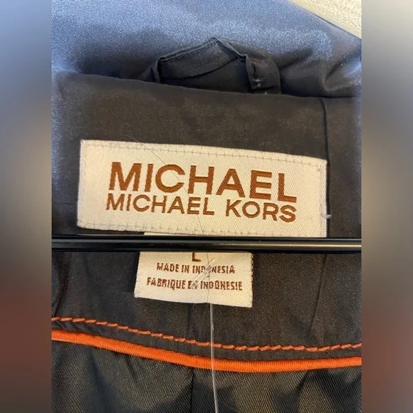 Michael Kors Long Down Coat Jacket Black Womens Size Large Hooded Parka NWT